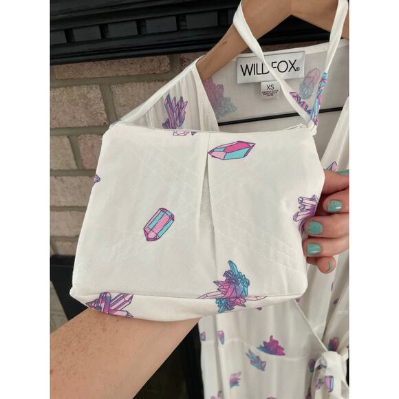 Wildfox Crystal Wrap Maxi Dress XS White Hippie Boho Festival - Picture 12 of 15